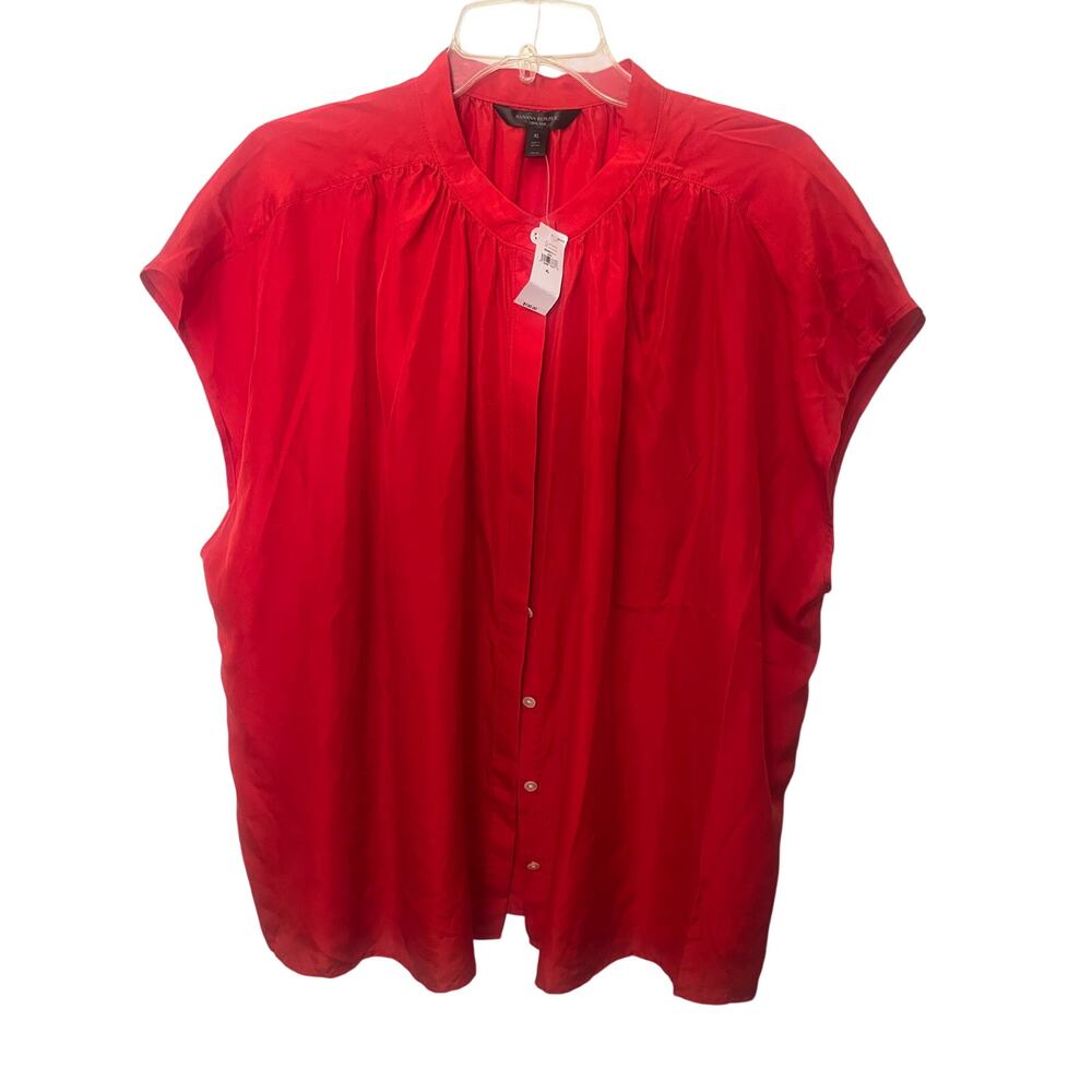New Banana Republic 100% Silk red blouse size extra large